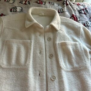 Cream Button-Up Wool Jacket